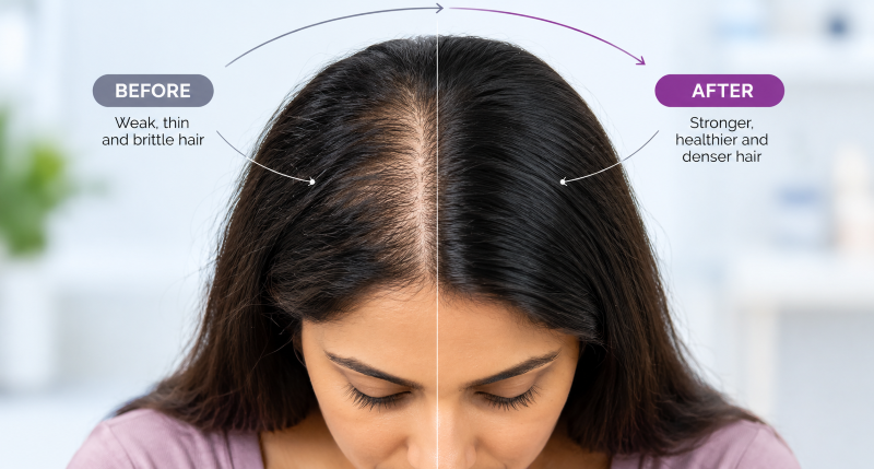 Peptide Hair Treatment Before and After